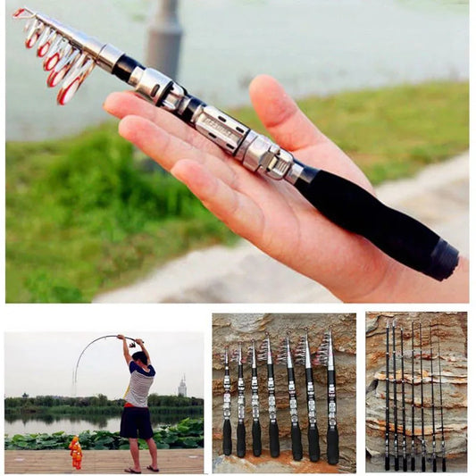 1.0M/1.2m Adjustable Telescopic Fishing Rod Practical Reinforce Carbon Fiber Fishing Pole Outdoor Portable Sea Fishing Rods