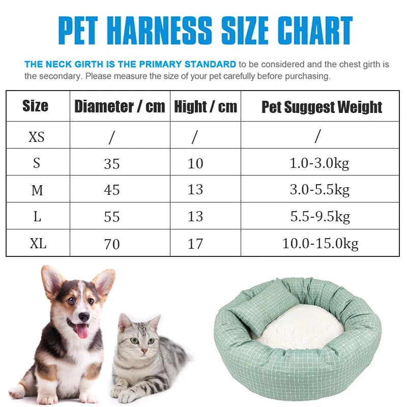 Round Pet Beds for Dogs Cats Soft Cloth Pet Mat with Pillow Animals Sleeping Cushions Sofa Puppy Small Cat House Dog Accessoires