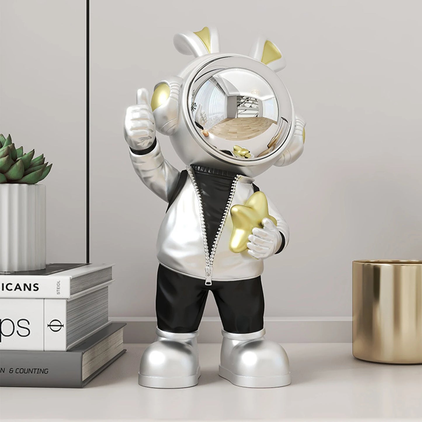 Nordic Resin Astronaut Sculpture Creative Home Decor Cartoon Animation Spaceman Doll Statue Living Room Office Desktop Ornaments