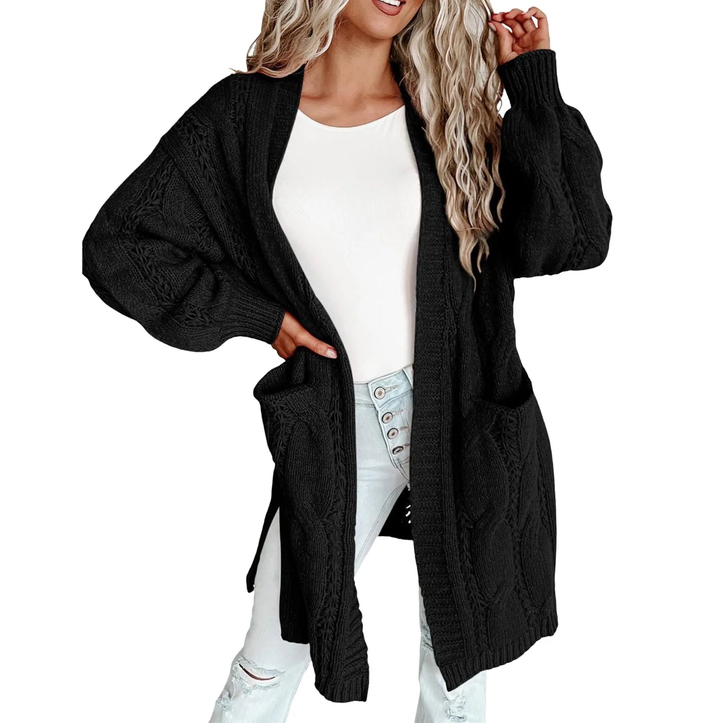 Long Cardigans For Women Open Front Long Sleeves Lightweight Woman Clothing Turn Down Collar Cardigan All- Button Blouses