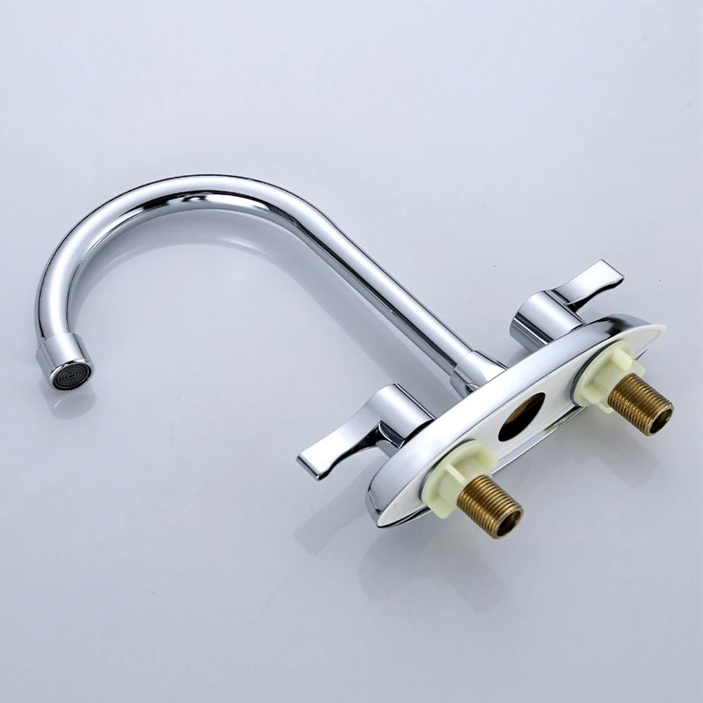 Double Hole Handle Kitchen Faucet Brass Rotary Hot And Cold Basin Sink Mixer Tap Sink Water Mixer Washbasin Kitchen Faucet