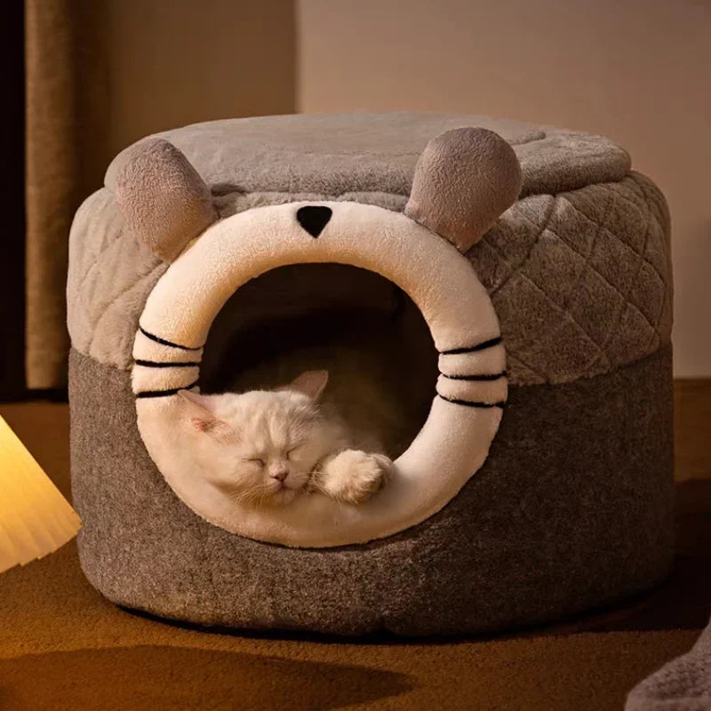 Cute Cat Bed Pet Dog House Winter Cat Villa Sleep Kennel Removable Warm Nest Enclosed Tents Cave Sofa Pet Supplies Accessory