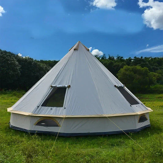 Glaming Luxury Mongolia Yurt, Family Travel, Hiking, Antistorm, Outdoor Camping Castle Tent, Silver Coated UV Function, 6-10Pers