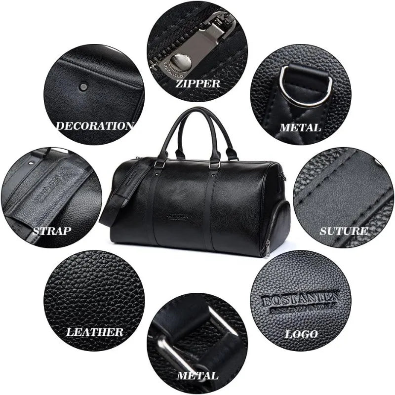 Genuine Leather Travel Weekender Overnight Duffel Bag Gym Sports Luggage Tote Duffle Bags for Men