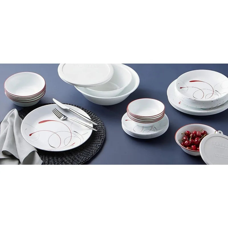 Corelle Vitrelle 78-Piece Service for 12 Dinnerware Set Triple Layer Glass and Chip Resistant Lightweight Round Plates