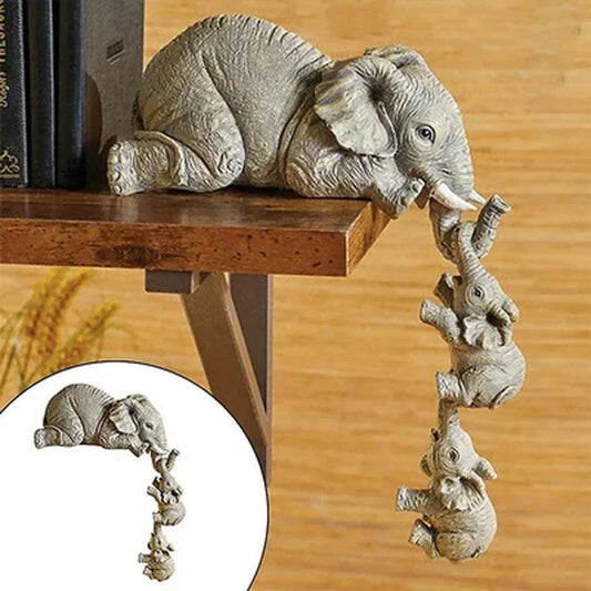 3Pcs/Set Cute Elephant Figurines Elephant Holding Baby Elephant Resin Crafts Home Furnishing Gift Home Decoration Accessories