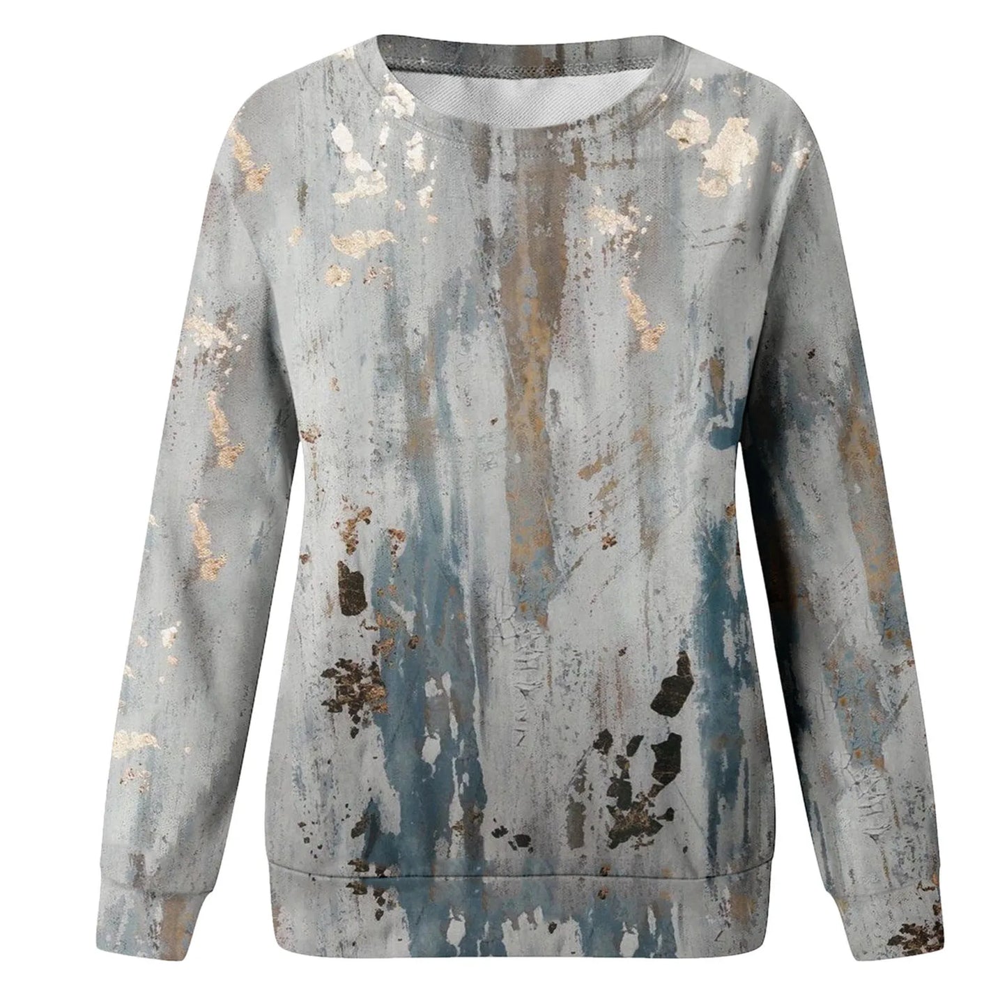 Women Casual Tie Dye Printing Sweatshirt Top Long Sleeved Sweatshirt Casual Pullover Top Color Sleeve