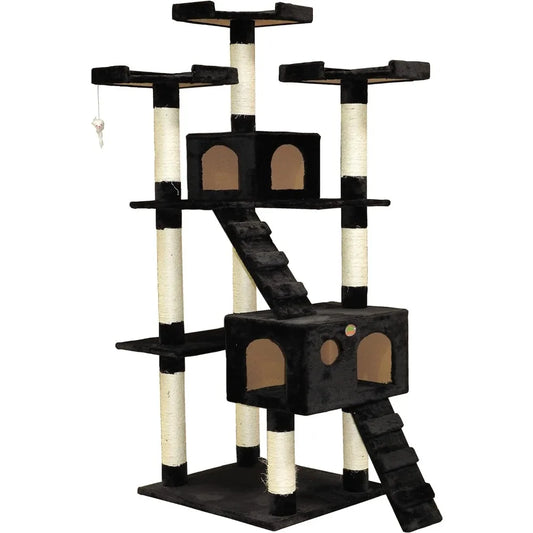 Extra Large Cat Tree Tower Condo Cat House for Large Indoor Cats Play Scratch Hide Climb Activity Furniture With Toy Pet Trees