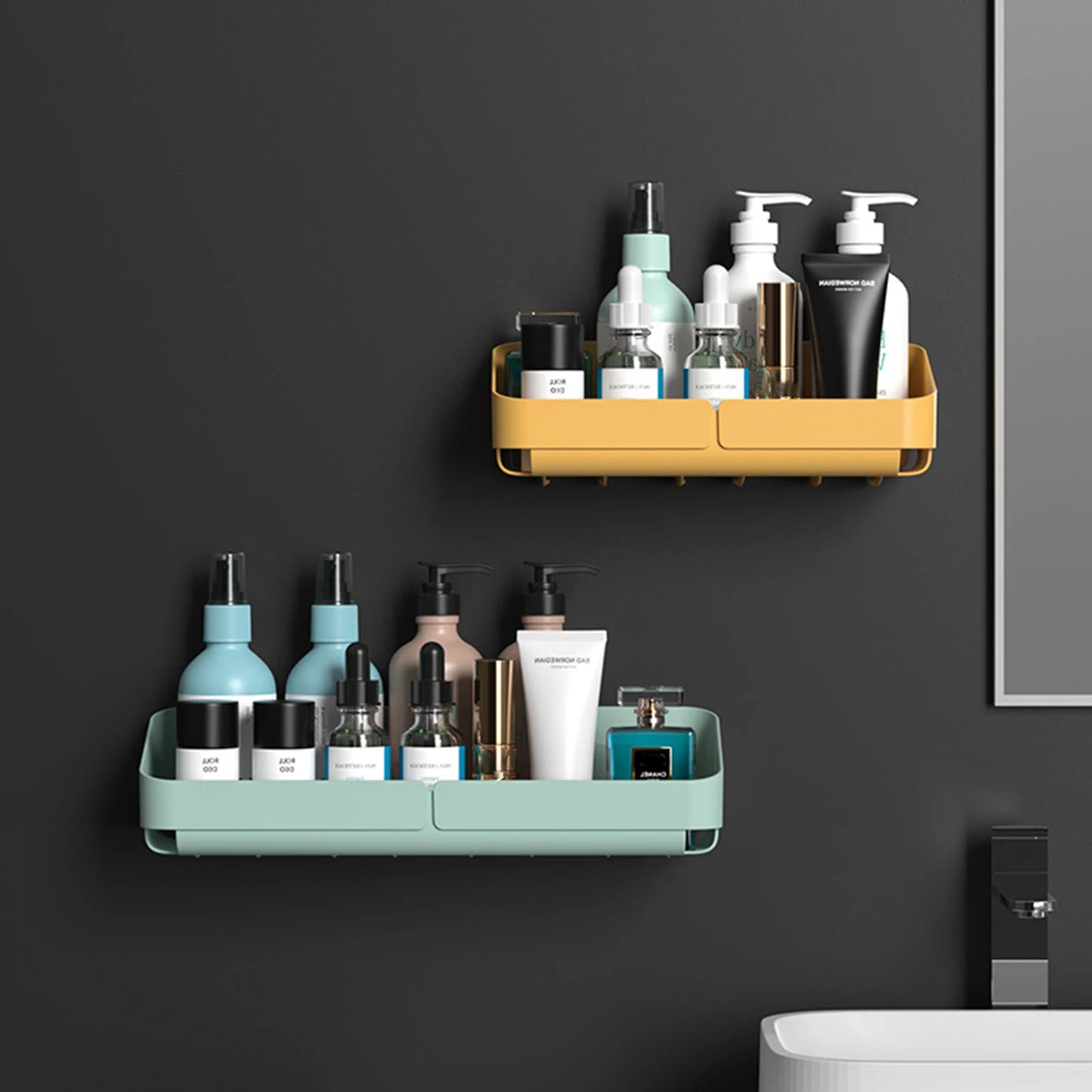 Storage Rack Shelf Wall Spice Organizer For Cosmetics Bathroom Without Drilling Kitchen Convenience Shower Accessory Bathroom