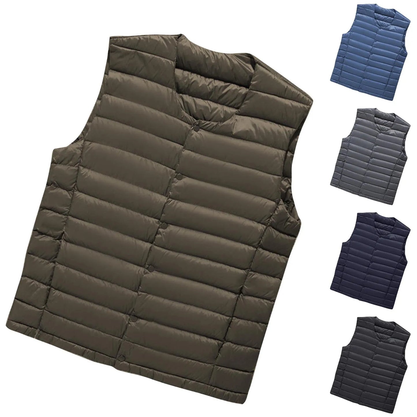 Men Winter Coat Warm Sleeveless Jacket Lightweight Vest Coat Streetwear Windproof Cotton-Padded Waistcoat