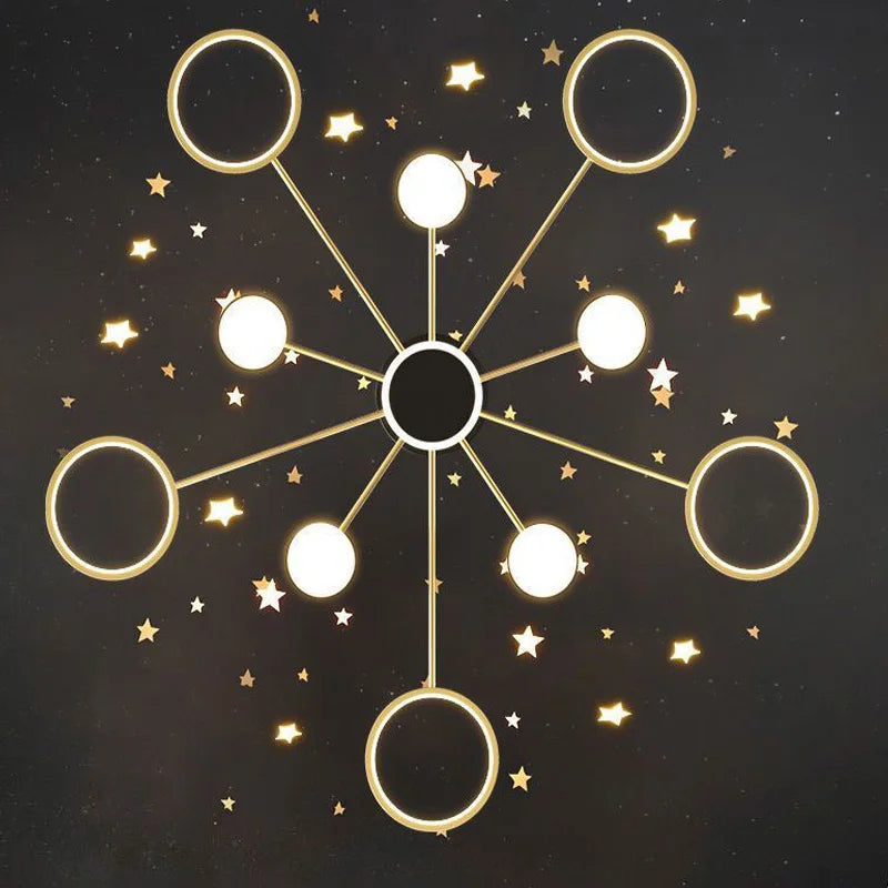 Romantic Starry Sky LED Chandelier Home for Living Dining Room Bedroom Kitchern  Pendant Lamp Black Golden Lighting Fixture