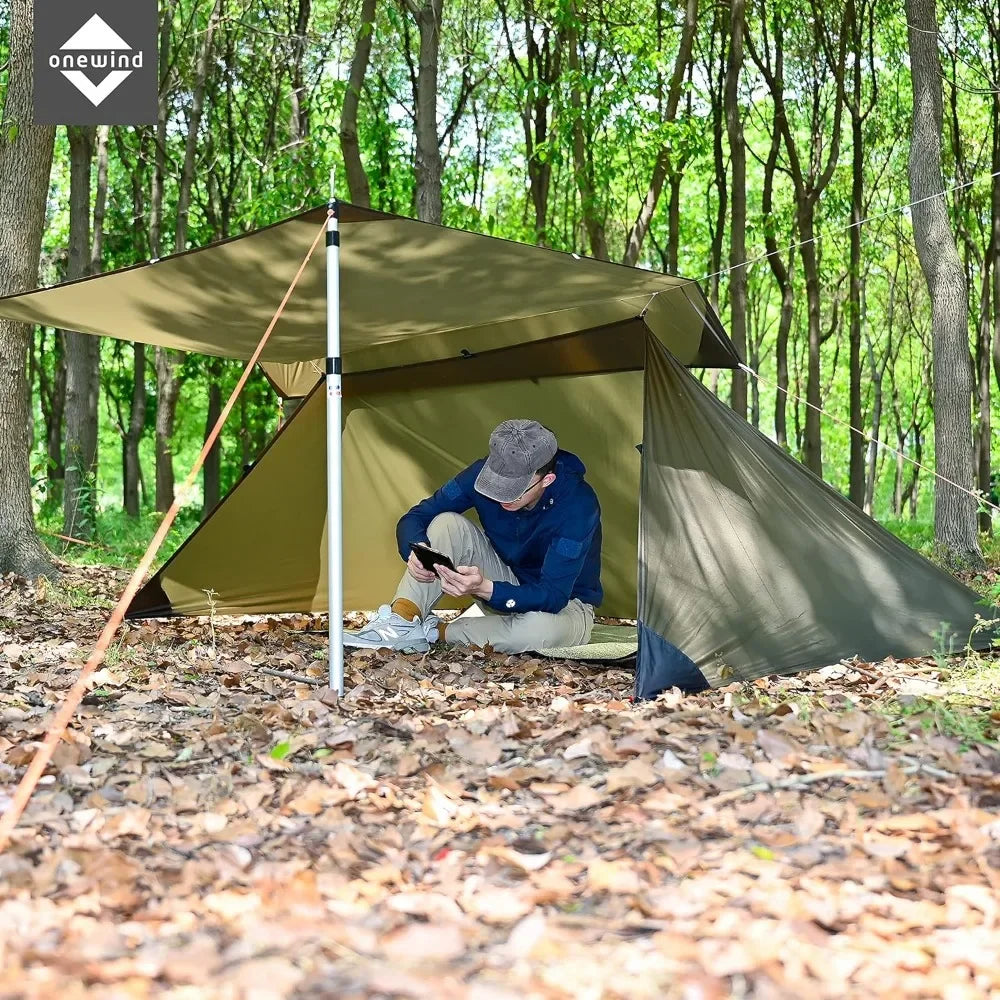 Camping Tarp Set Include Emergency Shelter, BugNet and Tent Footprint, Ripstop Silnylon with Silicone PU Coating Freight free