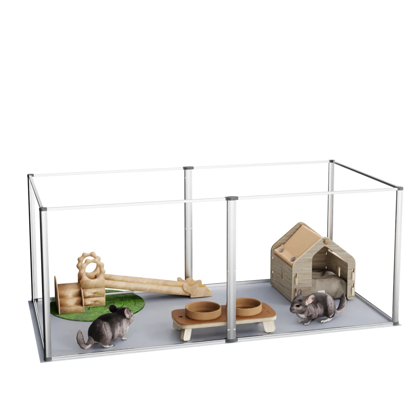 6 Panels Acrylic Pet Dog Playpen for Indoor with Waterproof Pad Puppy Crate Kennel Fence Cage for Guinea Pigs Hedgehogs