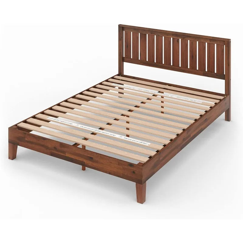 ZINUS Vivek Wood Platform Bed Frame with Headboard Wooden Slat Support No Box Spring Needed Easy Assembly