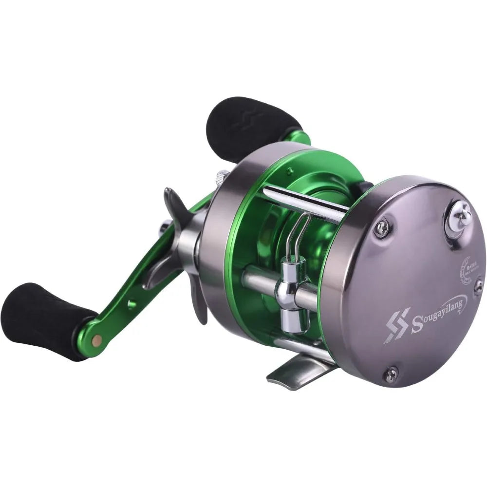 Round Baitcasting Reel Inshore Saltwater Fishing, Conventional Reel-Reinforced Metal Body for Catfish,Salmon/Steelhead