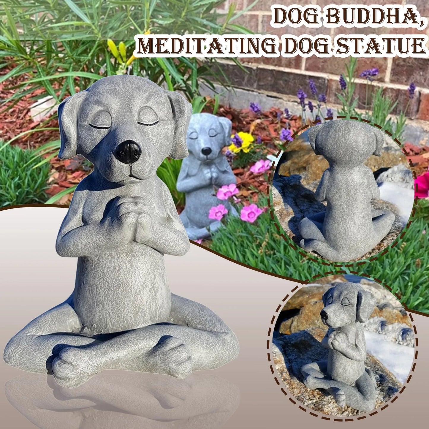 Yoga Pose Meditation Dog Cat Frog Statue Ornaments Waterproof Prayer Zen Bulldog Sculpture Crafts Garden Decoration Figurine