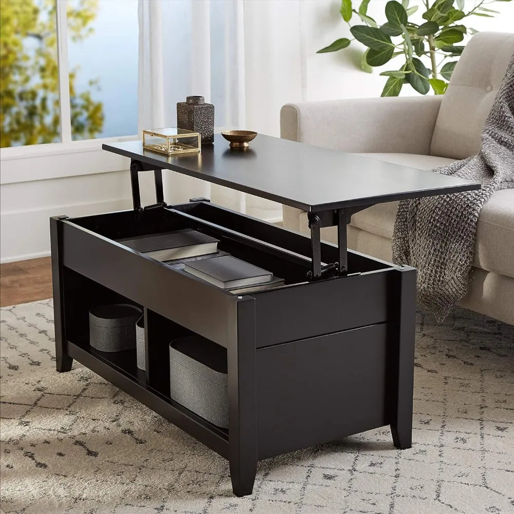 Lift-Top Storage Rectangular Coffee Table Black Coffee Table for Living Room 40 in X 18 in X 19 in Side Tables Furniture Home