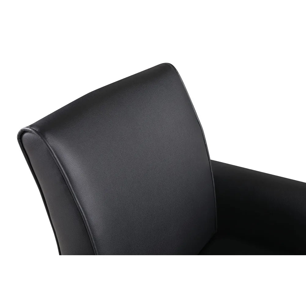 2024 New  Modern Faux Leather Accent Chair Upholstered Living Room Arm Chairs Comfy Single Sofa Chair Black