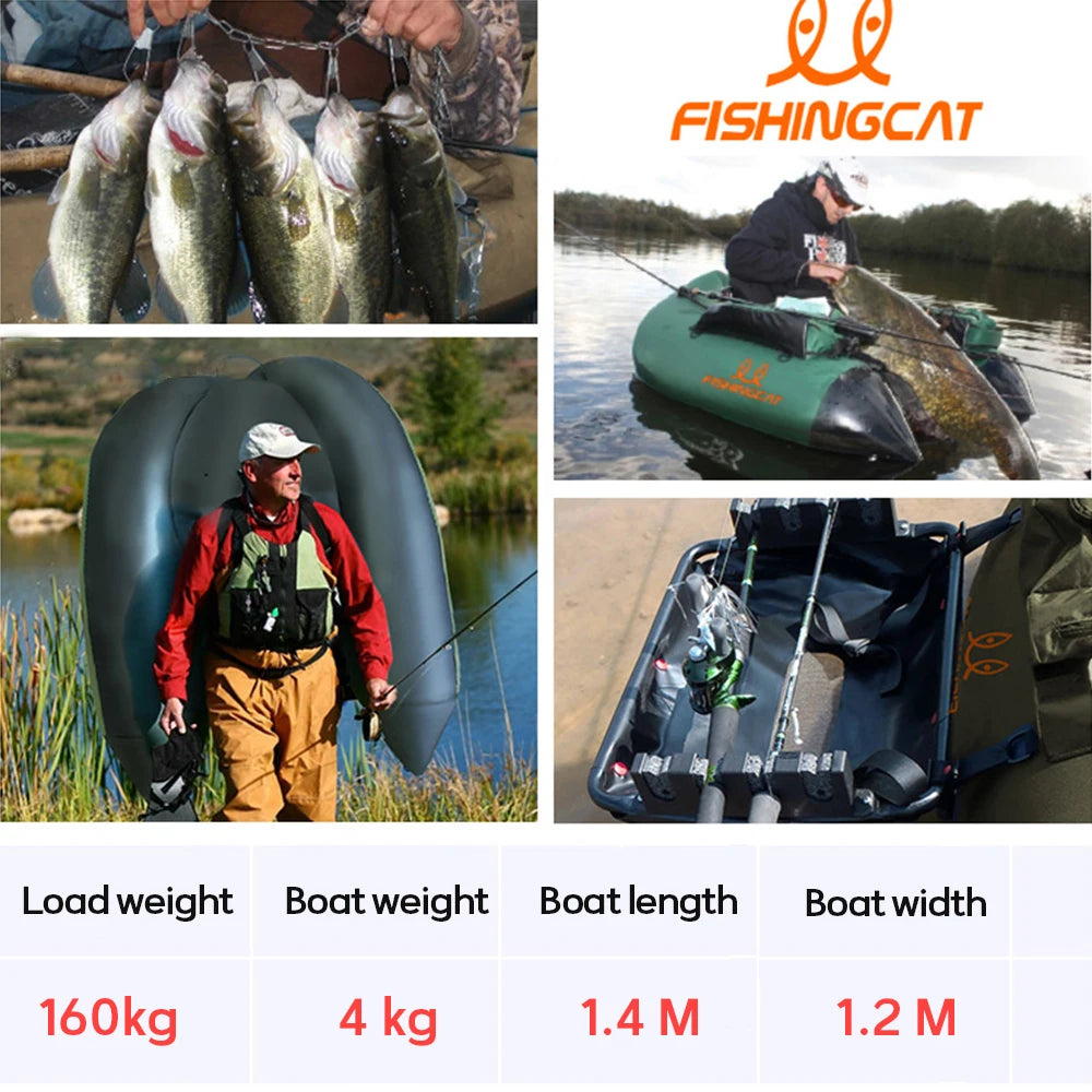 Portable Inflatable Fishing Boat Set For 1 Person,Professional Strong Buoyancy Double-airbag Safety Practical Fishing Kayaking