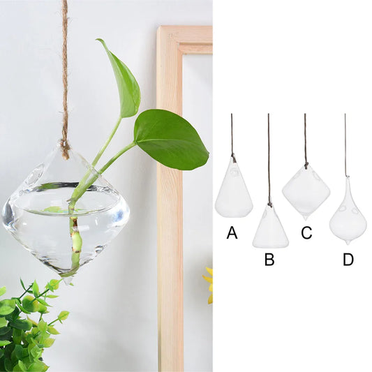 Creative Transparent Hanging Glass Ball Vase Flower Plant Pot Terrarium Container 4 Type Home Office Decor Hanging Glass Vase