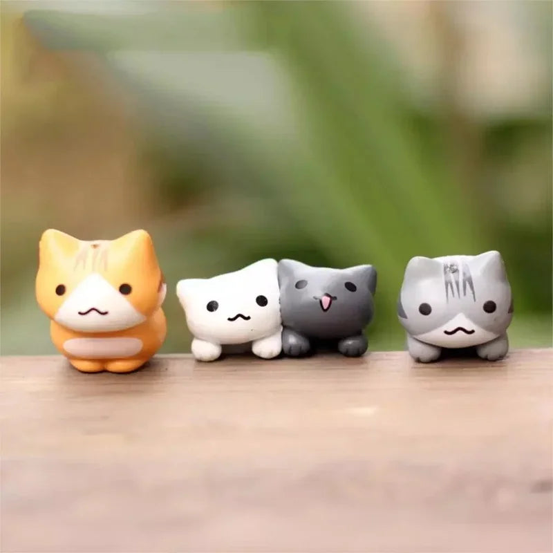 6 Pcs/Set Cartoon Lucky Cat  Home Garden Bonsai Decorations Miniatures Gift Lovely Micro Landscape Kitten Miniature Craft