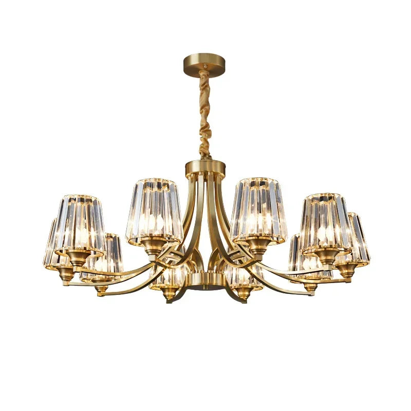 Postmodern Crystal Chandelier for Living Room Bedroom Dining Room Luxury American Copper Pendant Light Home Lighting Fixture