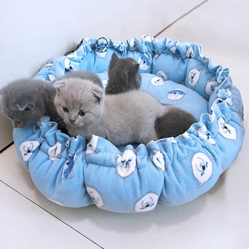 Round Dog Cat Bed Dount Basket Warm Plush Cats Cushion Pet Bag Mat Winter House Soft Nest Puppy Sleeping Sofa for Small Dogs Cat