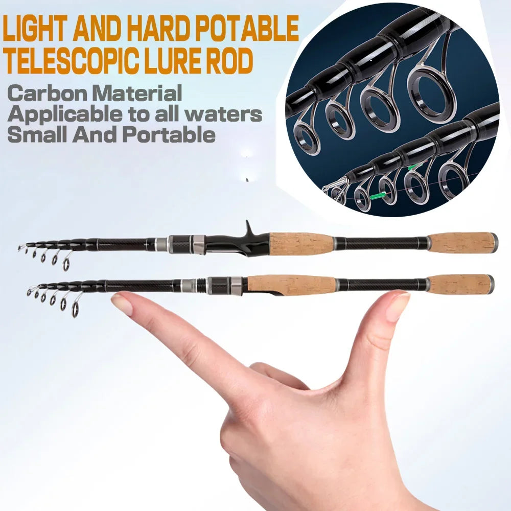 Portable Retractable Fishing Pole Carbon Power MH Fast Action Portable 1.8/2.1/2.4m Fishing rod For Multi-water Area Applicable