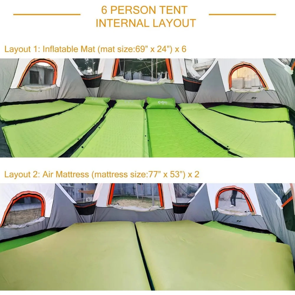 3/6-Person Tent Rainfly, Double Layer, Large Mesh Windows & Mesh Roof,Dome Camping Tent-13.5' x 7' Freight free