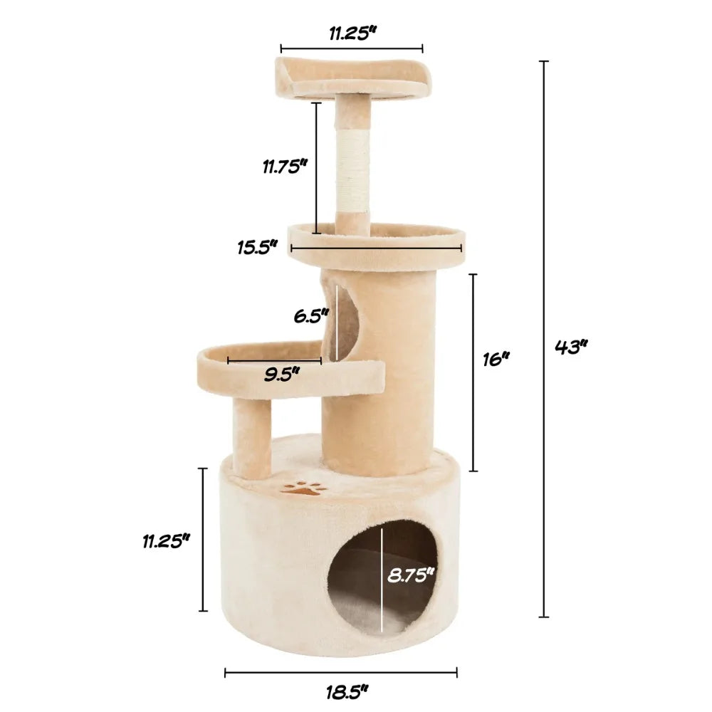 4-Tier Cat Tower - Cat Condo With 3 Napping Perches Trees for Cats Free Shipping Tunnel Pet Supplies Tree Toys Towers Large Home