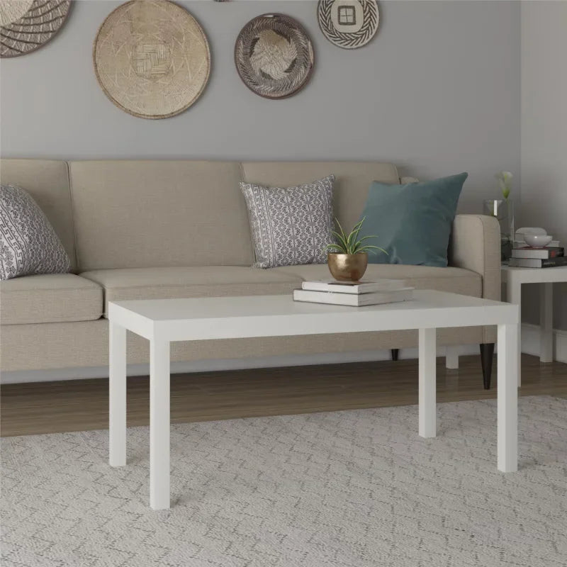 Parsons Coffee Table, White  Living Room Table  Coffee Table for Living Room