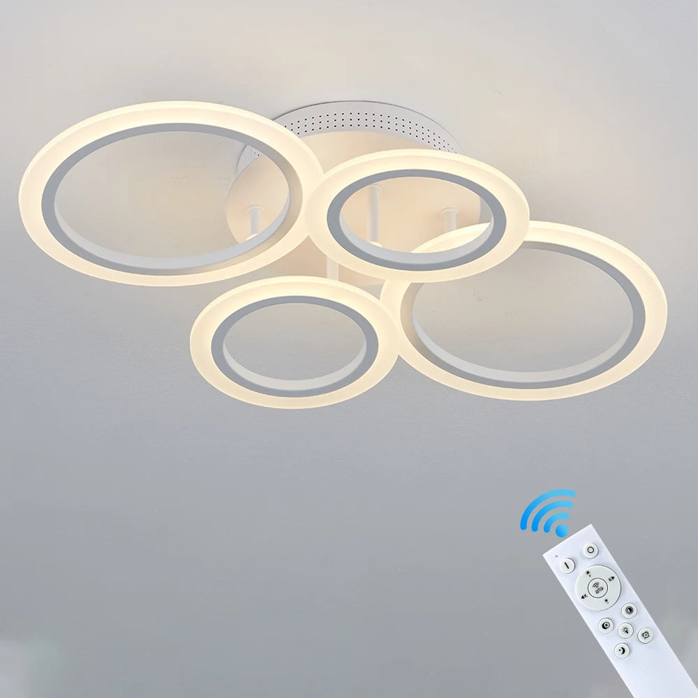 Led Acrylic Ceiling Light Chandelier Ring Pendats Lights Lamp Dimming Remote Control Indoor Lighting Fixture Bedroom Living Room