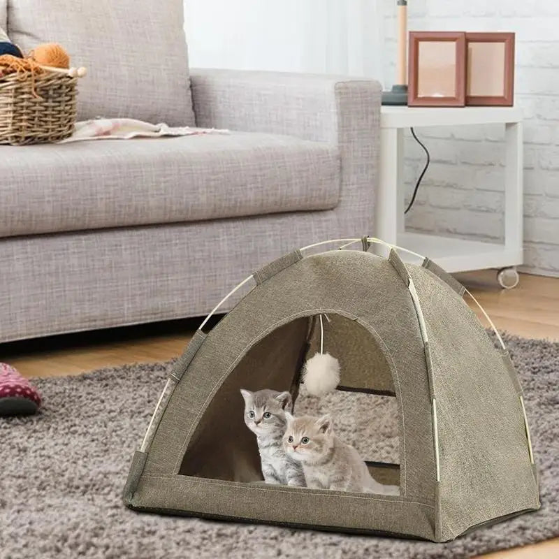 Portable Cat Tent House Removable Cat Bed Summer Pet Cat Dog Deep Sleeping Teepee Cozy Camping Pet Sun Shelter Kitten Supplies