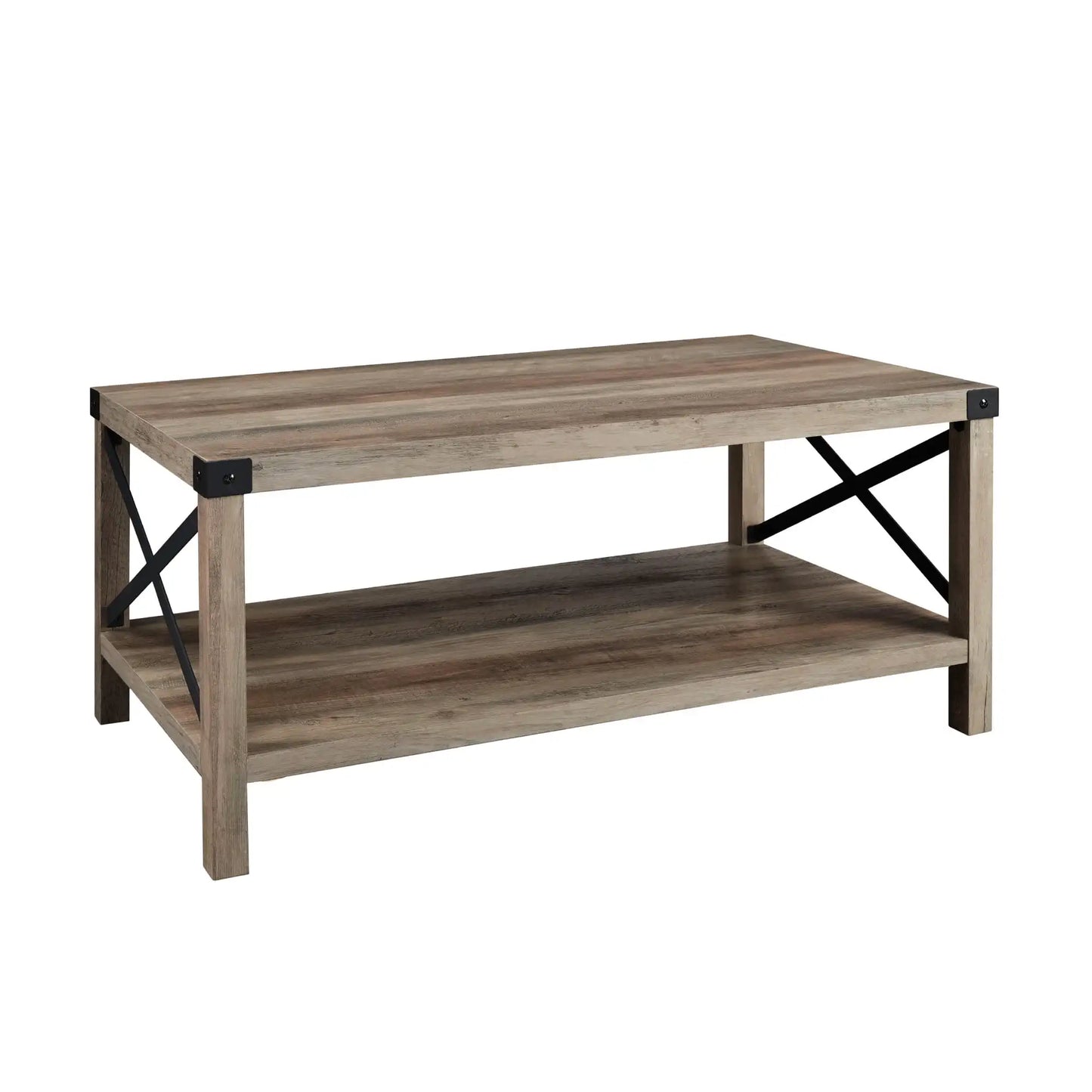 Magnolia Metal X Coffee Table, Gray Wash for Living Room, Small Rising Wooden Dining Center Tables