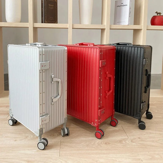 All Aluminum Frame Frosting process PC Large size Trolley case Mute Universal Wheel Rolling Luggage 20 Inch Carry-ons Suitcase