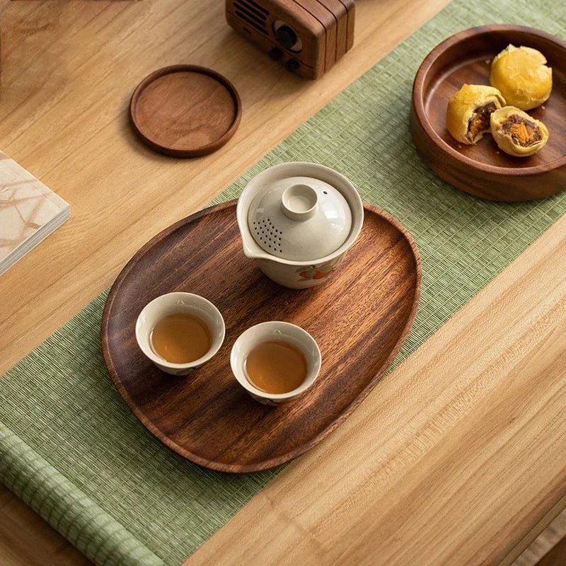 Whole Wood Lovesickness Wood Irregular Oval Solid Wood Pan Plate Fruit Dishes Saucer Tea Tray Dessert Dinner Plate Tableware Set