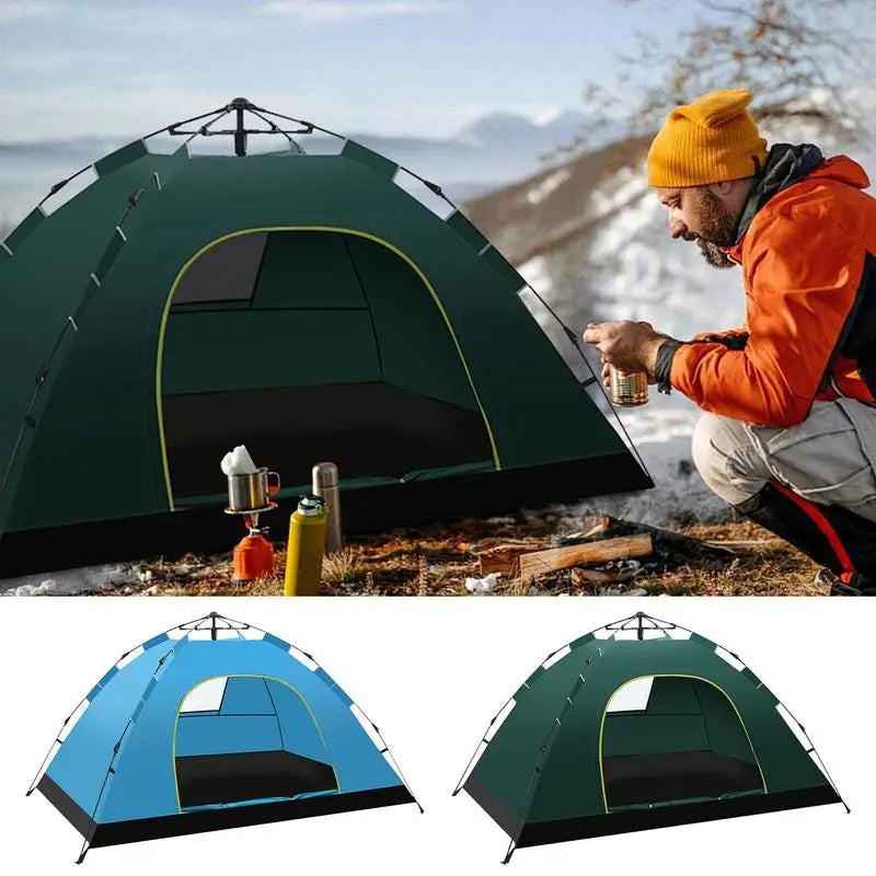 Outdoor Double Layers Pop Up Tent Quick Automatic Opening Beach Camping Tents 2 Person Waterproof Tent Travel Accessories