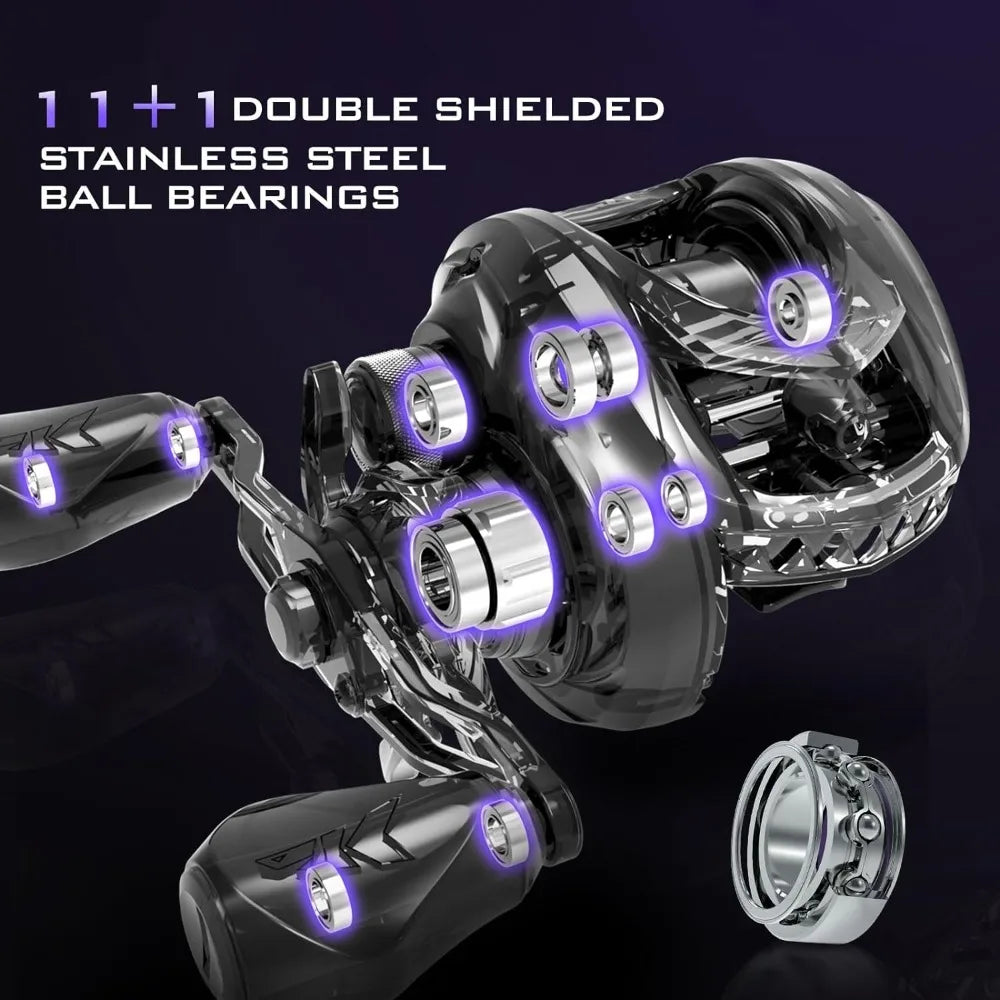 Baitcasting Reels Patented AMB System Eliminating Backlashes Flipping Switch Function 6.4oz Aluminum Frame Freight free