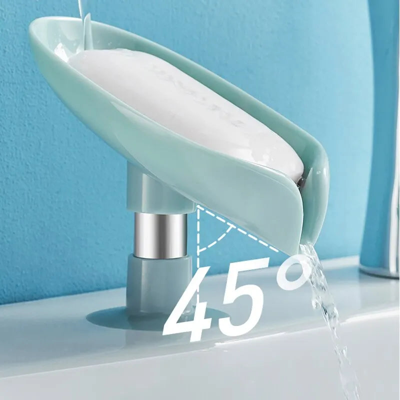 2pcs Bathroom  Drain Soap Accessory Holder Leaf Shape Soap Box Suction Cup Tray Drying Rack for Shower Sponge Container Kitchen