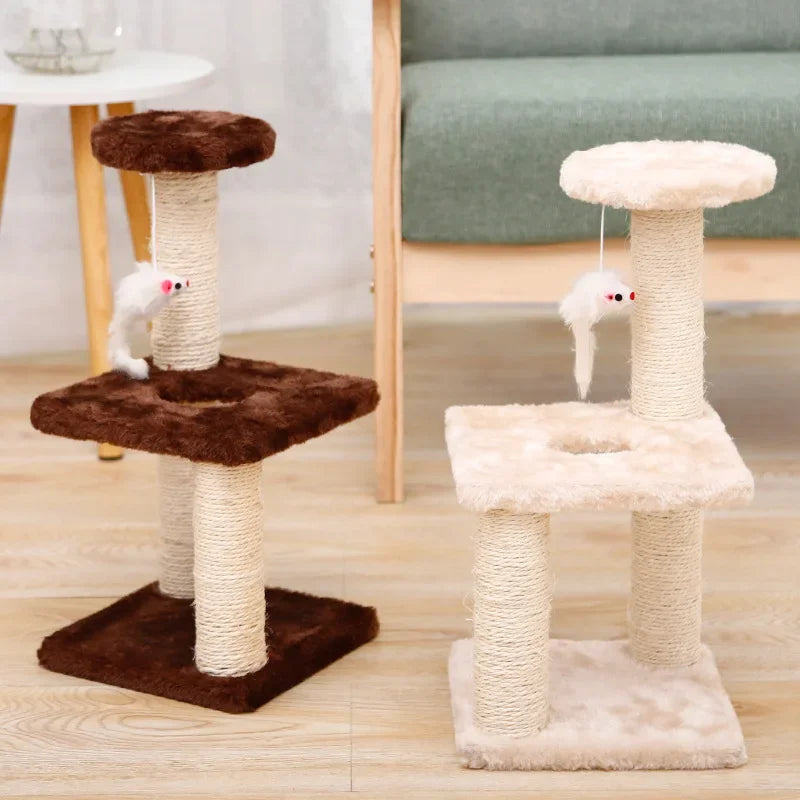 Cat Scratcher Climbing Frame Scratching Post Resistant Sisal Cat Tree with Toys Fish Kitten Playground Pet Furniture Supplies