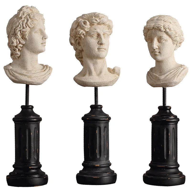 American Antique European Portrait Resin Sculpture Living Room Office Desk Accessories Creative Head Statue Art Home Decoration