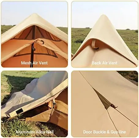 Tent with Stove Jack, 4 Season Cotton Hot Teepee Tent with Snow Skirt, Set-up Rainfly, for Glamping, Camping, Hiking, Wind-Proof