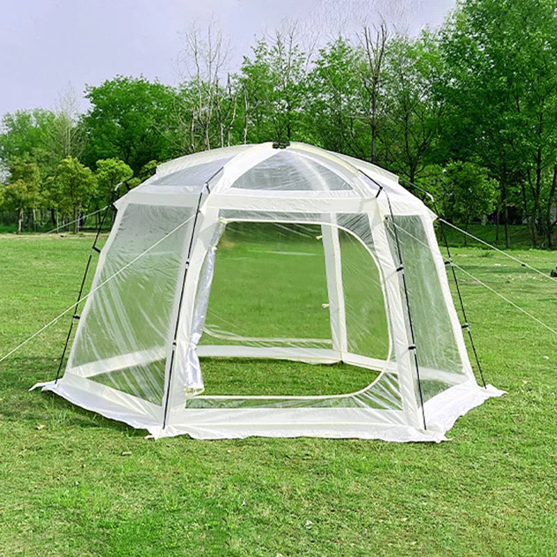 Large Transparent Starry Sky Tent Folding Portable 4-Season Camping PVC Tent Outdoor Thickened Rainproof Hexagonal Single Tents