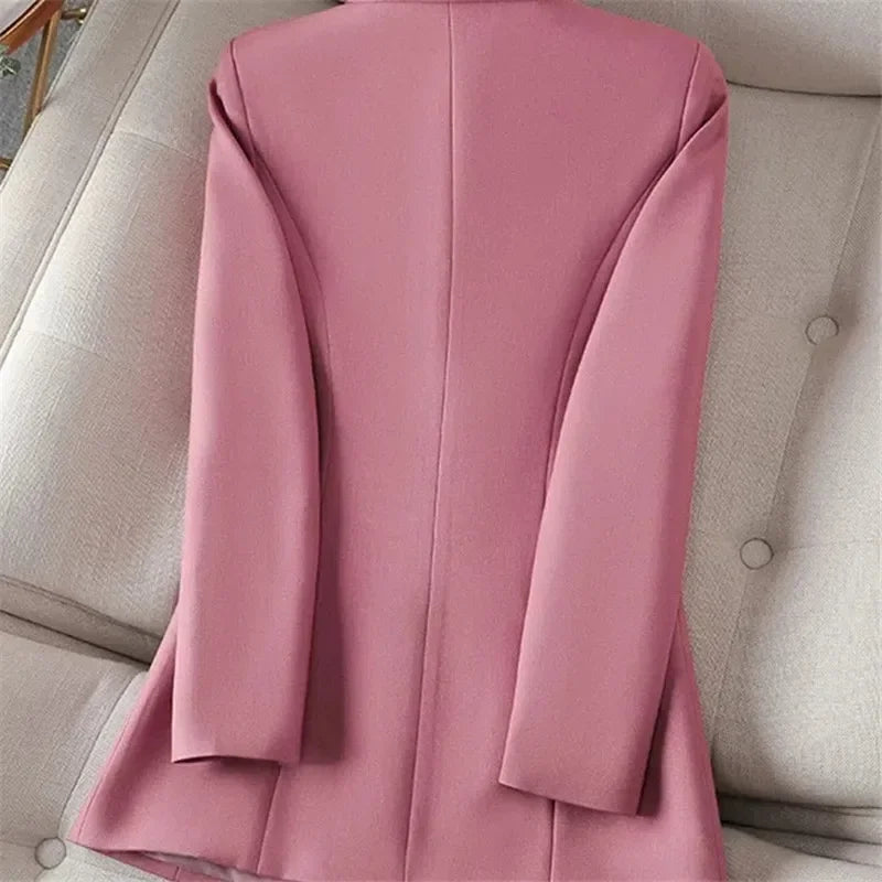 2023 Autumn Winter New Women Casual Blazer Outwear T Black Double Breasted Women's Jacket 4XL Office Business Female Coat