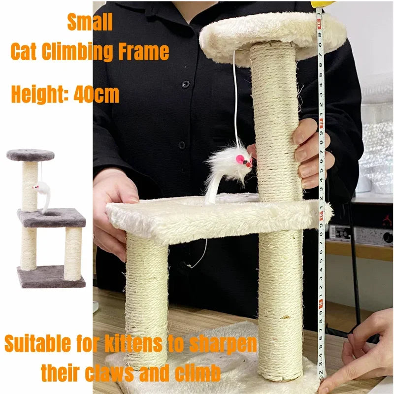 Cat Scratcher Climbing Frame Scratching Post Resistant Sisal Cat Tree with Toys Fish Kitten Playground Pet Furniture Supplies