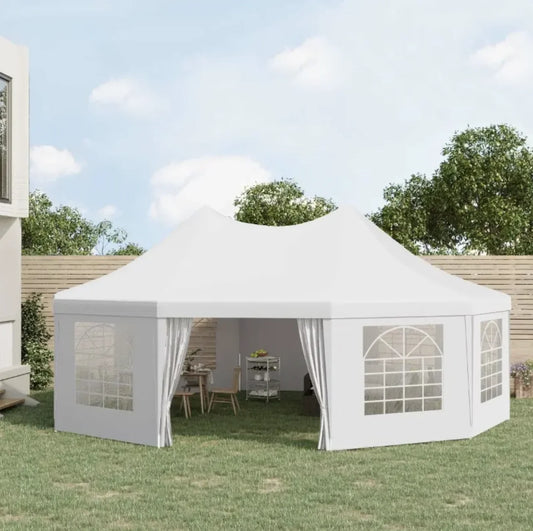 29' x 21' Round Wedding Tent Party Reception Gazebo Canopy Tent - 10 Wall Panel White Large Awning