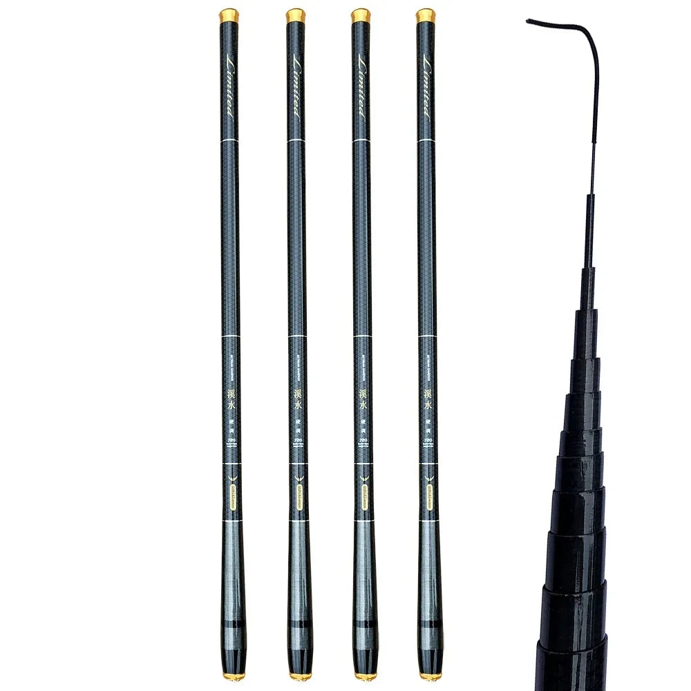 Carp Fishing Rod Telescopic Durable Light Hard Carbon Fiber 3.6M/4.5M/5.4M/6.3M/7.2M Freshwater Stream Hand Pole