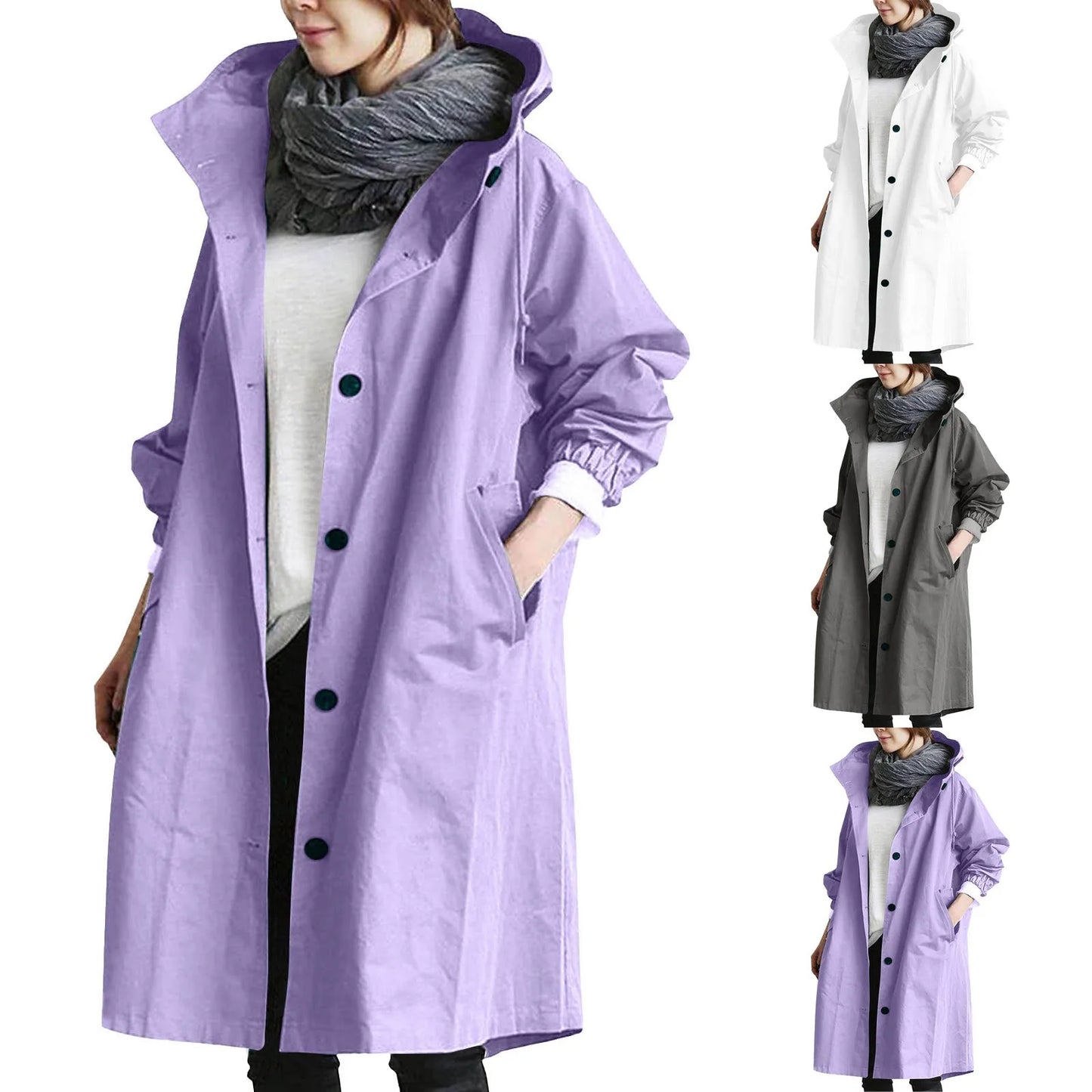 Loose Comfortable Windbreaker Hooded Coat Single Breasted Outwear Womens Elegant Winter Women'S Coat Winter Jacket For Women