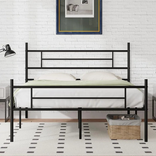 Full Size Bed Frame with Headboard and Footboard,14 Inch Metal Platform  ,Under Bed Storage,Strong Metal Slats Support,Bed Frame