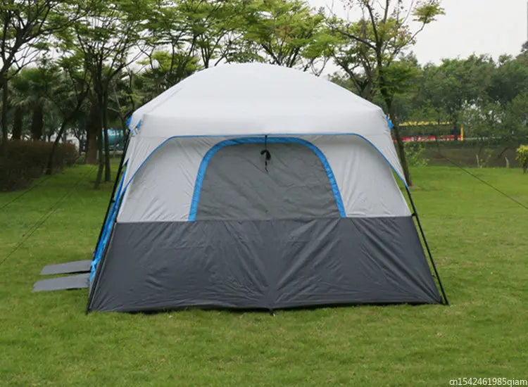 6-12Persons 2Rooms Large Space Tent Glamping Tourist Outdoor Camping Family Travel Anti-storm Suncreen Luxury UV 50+ Beach Play